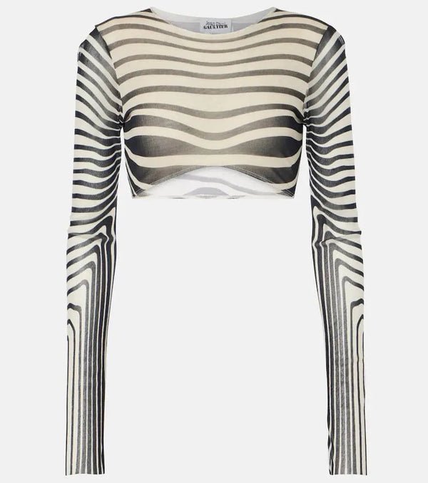 Jean Paul Gaultier The Navy Blue Body Morphing cropped top | LYBSTORE