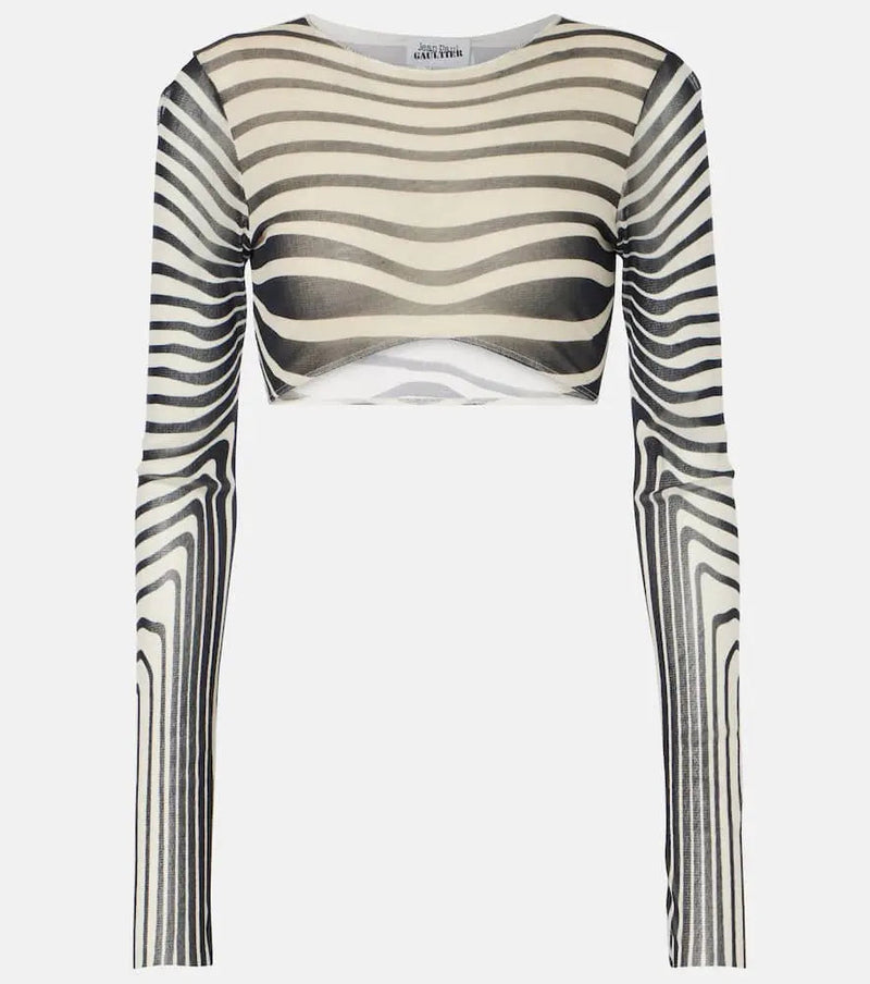 Jean Paul Gaultier The Navy Blue Body Morphing cropped top | LYBSTORE