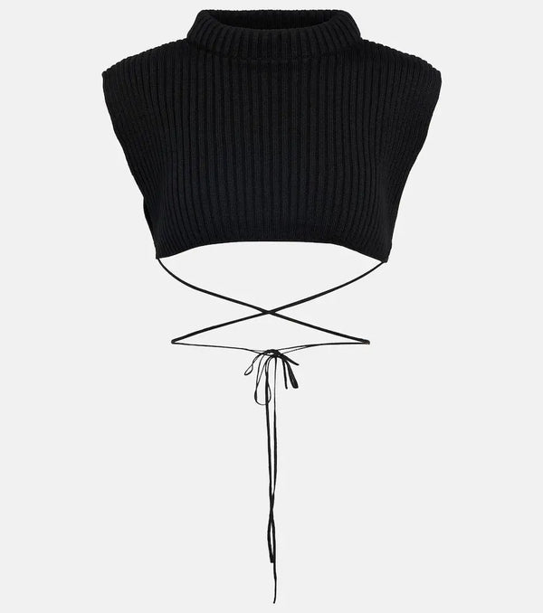 Jean Paul Gaultier Tie-trimmed wool crop top | LYBSTORE