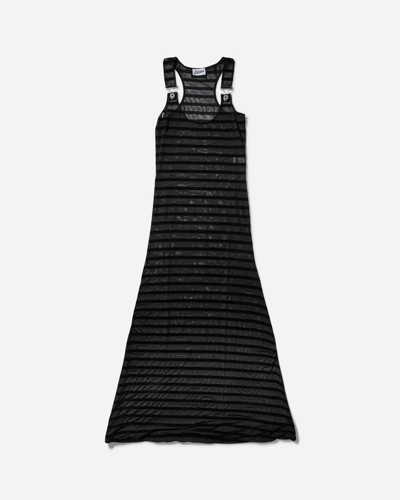 Jean Paul Gaultier Women s Striped Mesh Long Dress Black