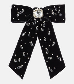 Jennifer Behr Alva bow embellished velvet barrette