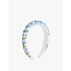 Jennifer Behr Shayla floral-embroidered cotton headband