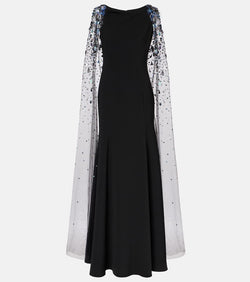 Jenny Packham Beaded caped crêpe gown