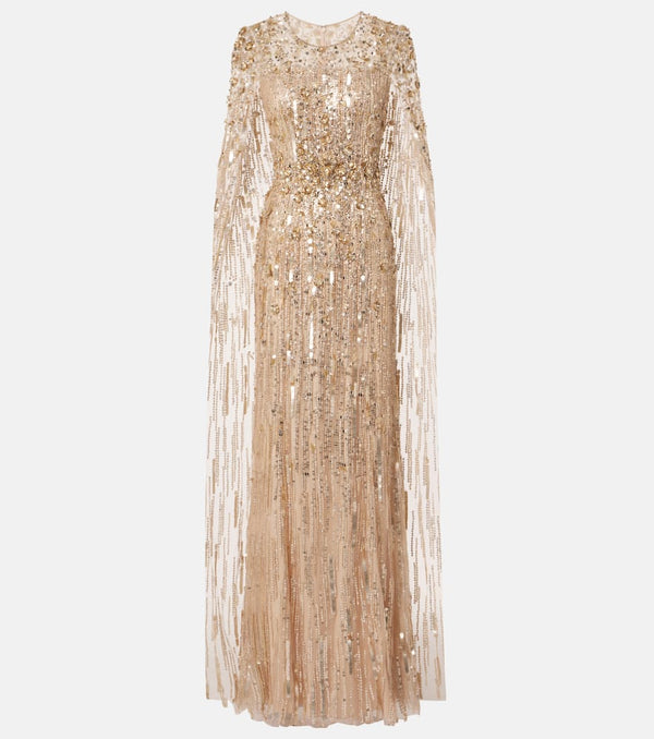 Jenny Packham Ruby sequined caped gown