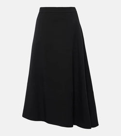 Jil Sander Asymmetric virgin wool midi skirt | LYBSTORE