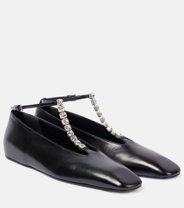 Jil Sander Embellished leather ballet flats