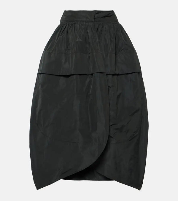 Jil Sander Gathered high-rise taffeta midi skirt | LYBSTORE