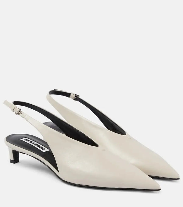 Jil Sander Leather slingback pumps | LYBSTORE