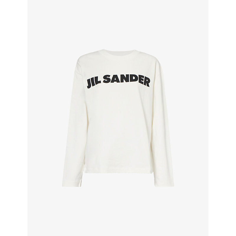 Womens Jil Sander Logo-print long-sleeved cotton-jersey T-shirt