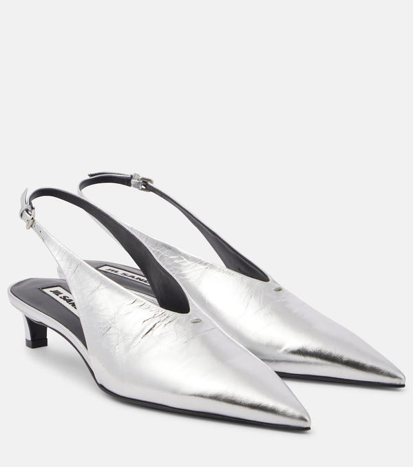 Jil Sander Metallic leather slingback pumps