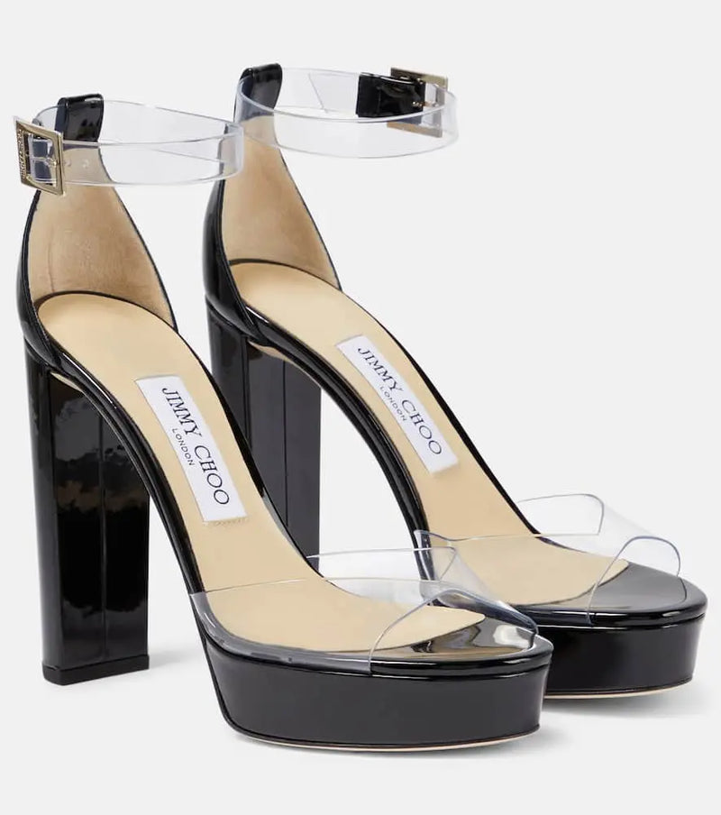 Jimmy Choo Albi 120 PVC and leather platform sandals