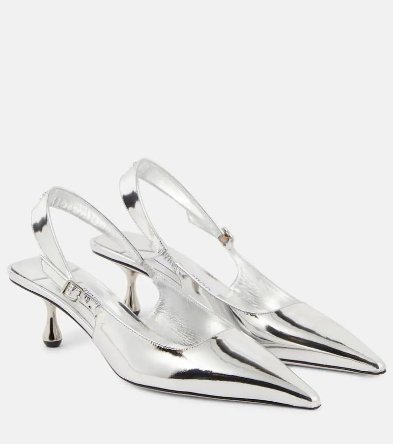 Jimmy Choo Amel metallic leather slingback pumps | LYBSTORE