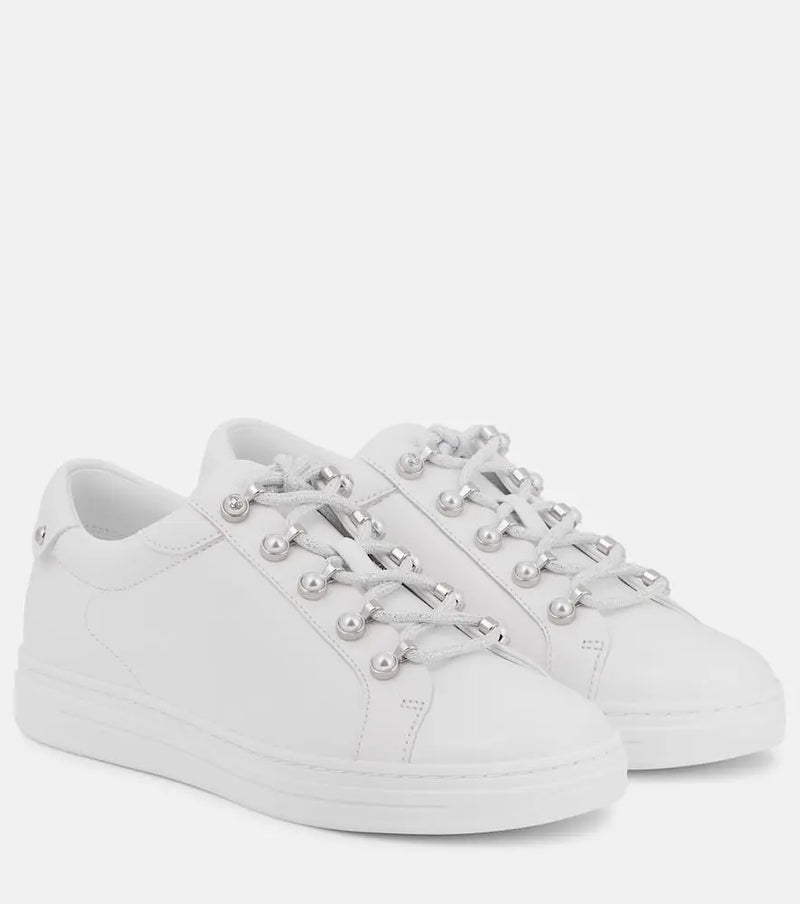 Jimmy Choo Antibes pearl-embellished leather sneakers