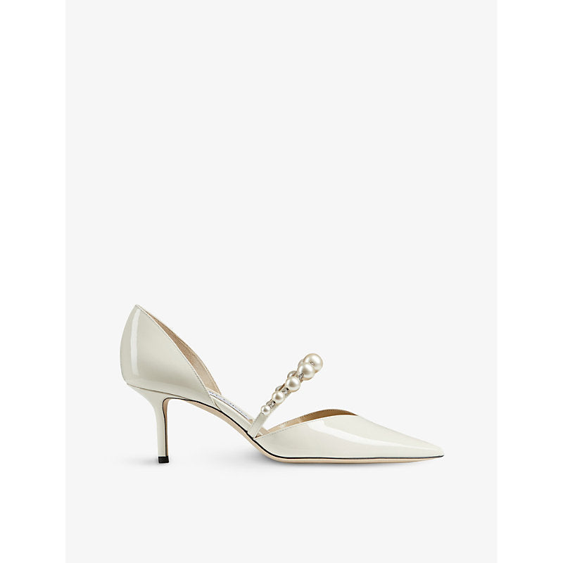 Jimmy Choo Aurelie 65 pearl-embellished patent-leather courts | LYBSTORE