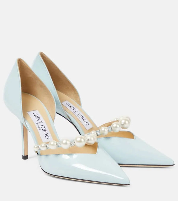 Jimmy Choo Aurelie 85 embellished patent leather pumps | LYBSTORE