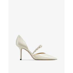 Jimmy Choo Aurelie 85 pearl-embellished patent-leather courts