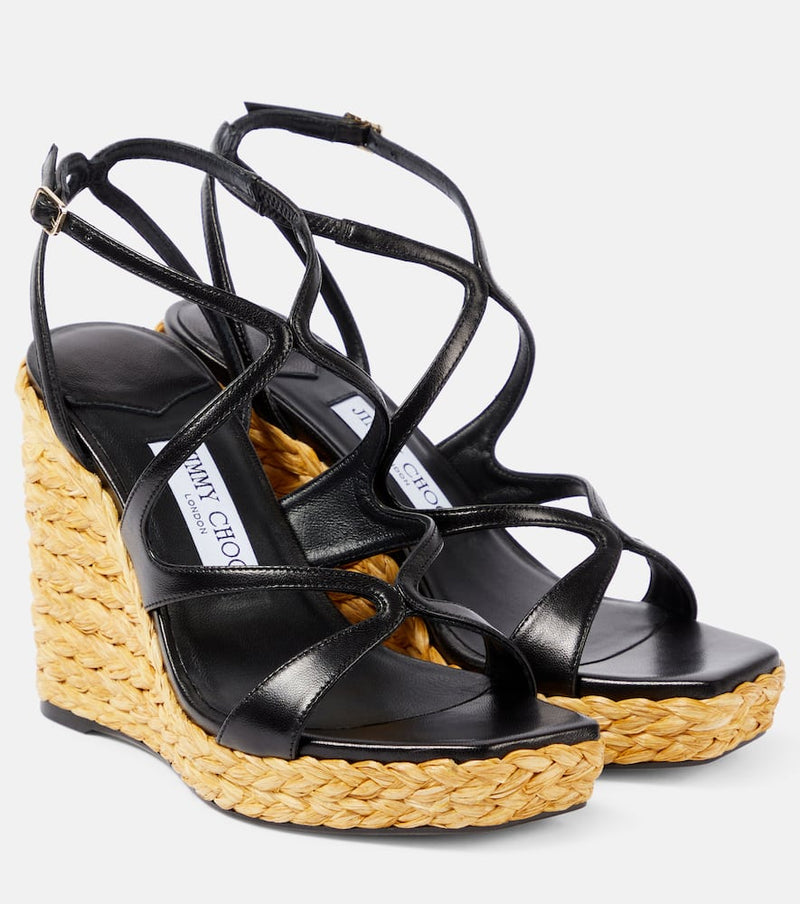 Jimmy Choo Ayla 110 leather espadrille wedges