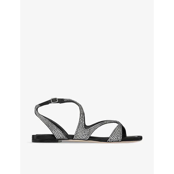 Jimmy Choo Ayla crystal-embellished satin flat sandals