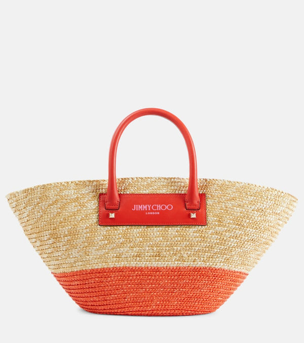 Jimmy Choo Beach Basket Medium raffia tote bag | LYBSTORE