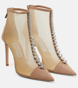 Jimmy Choo Bing 100 mesh and suede ankle boots