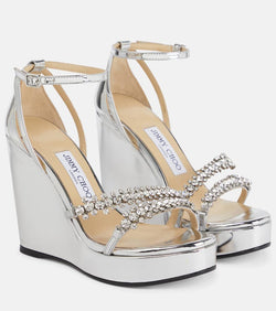 Jimmy Choo Bing Wedge 120 metallic sandals