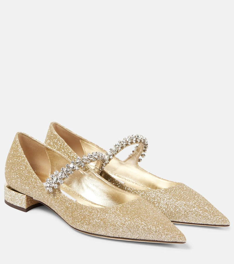 Jimmy Choo Bing embellished glitter Mary Jane flats