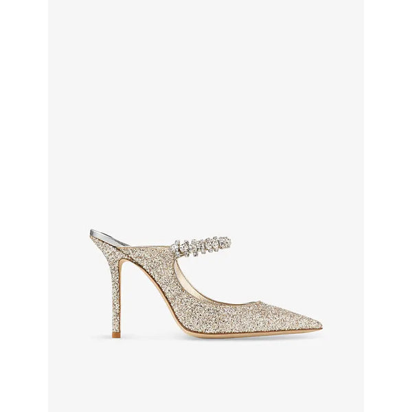 Jimmy Choo Bling 100 crystal-embellished satin heeled mules