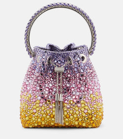 Jimmy Choo Bon Bon embellished satin bucket bag