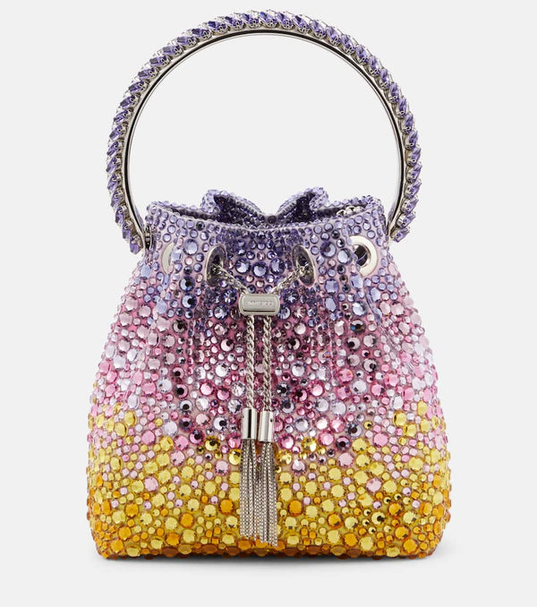 Jimmy Choo Bon Bon embellished satin bucket bag