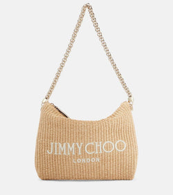 Jimmy Choo Callie logo raffia shoulder bag