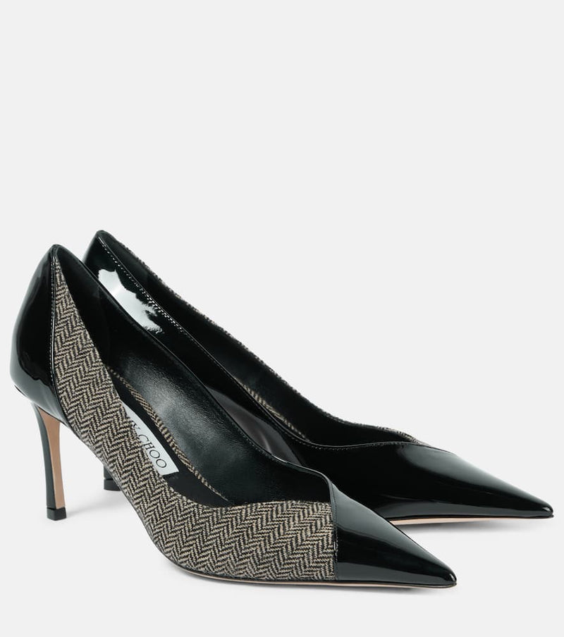 Jimmy Choo Cass 75 paneled patent leather pumps