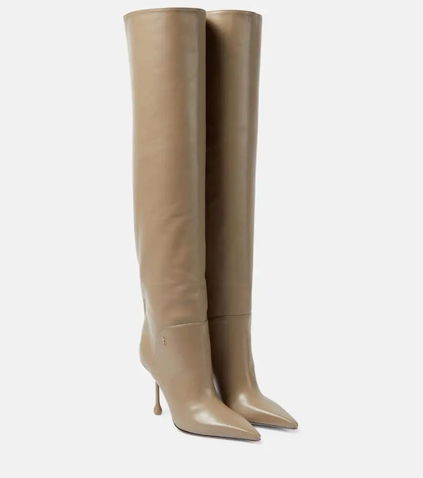 Jimmy Choo Cycas 95 leather over-the-knee boots | LYBSTORE