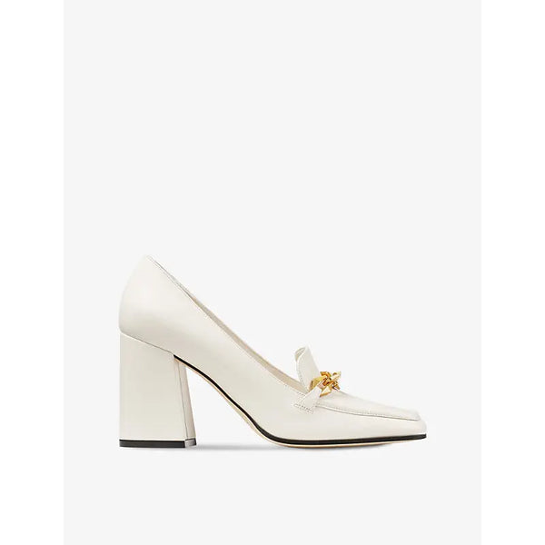 Jimmy Choo Diamond Tilda chain-embellished leather heeled loafers