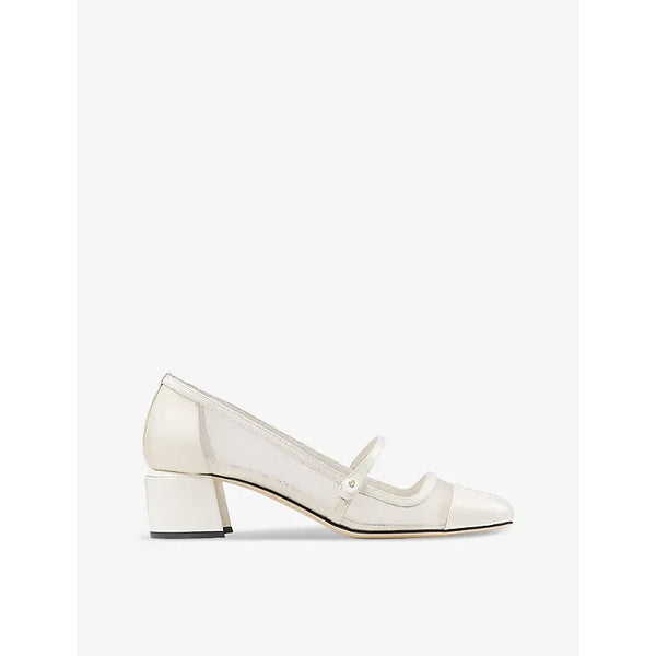 Jimmy Choo Elisa 45 mesh and patent-leather heeled courts