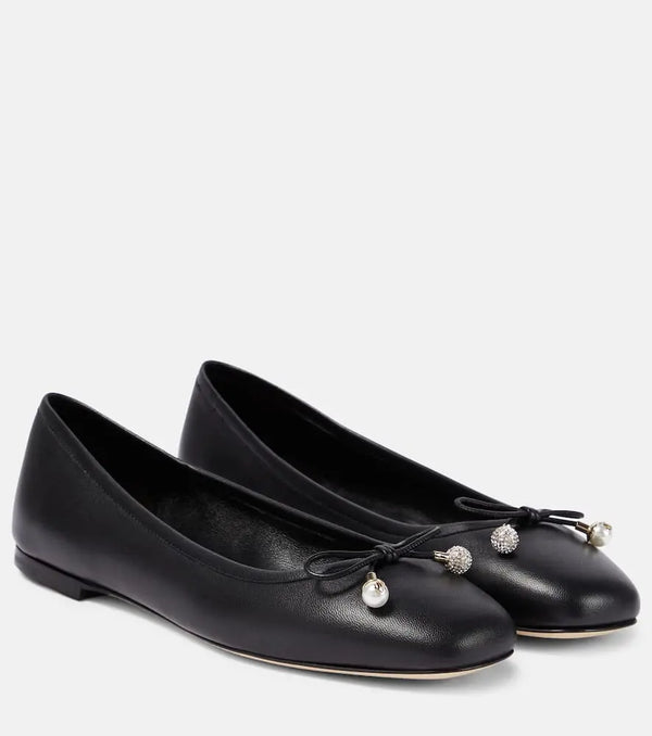 Jimmy Choo Elme embellished leather ballet flats