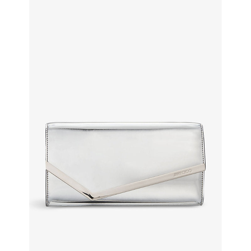 Womens Jimmy Choo Emmie mirrored-fabric clutch