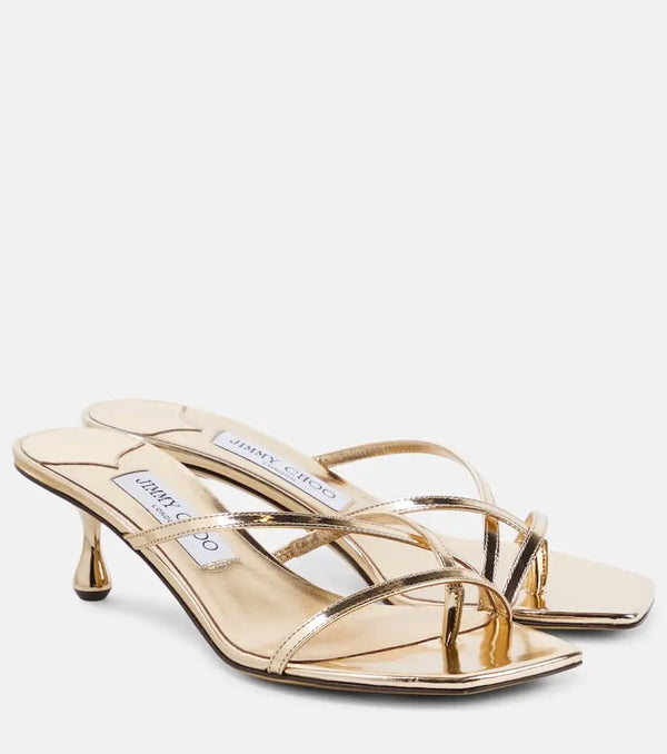 Jimmy Choo Etana metallic leather mules | LYBSTORE