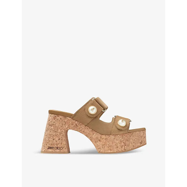 Jimmy Choo Fayence Wedge 95 suede heeled sandals