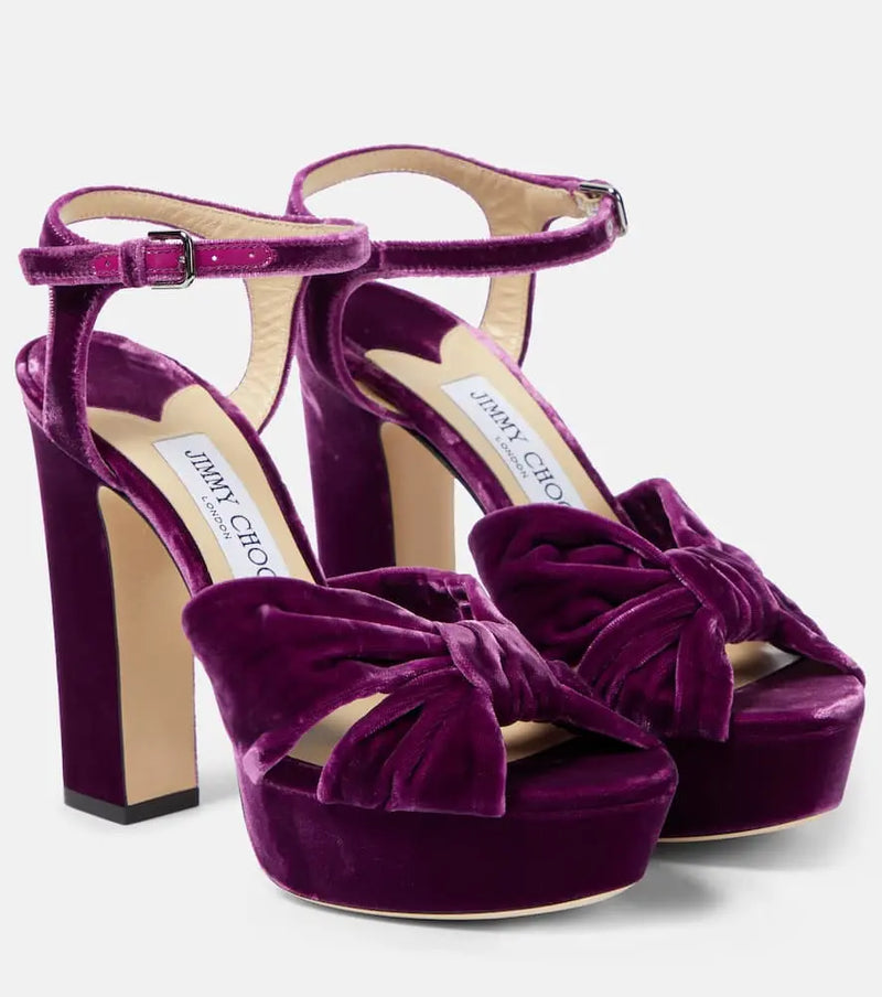 Jimmy Choo Heloise 120 velvet peep-toe pumps | LYBSTORE