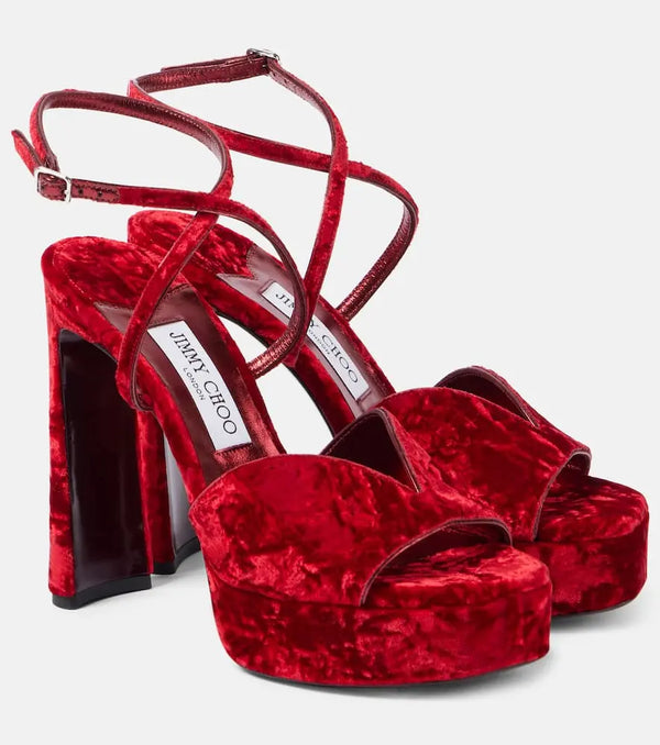 Jimmy Choo Karli 125 velvet platform sandals