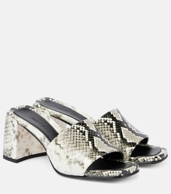 Jimmy Choo Lena 70 snake-effect leather mules | LYBSTORE