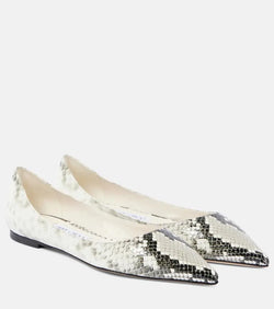 Jimmy Choo Love snake-effect leather ballet flats | LYBSTORE