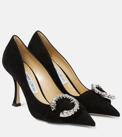 Jimmy Choo Melva 90 embellished suede pumps | LYBSTORE