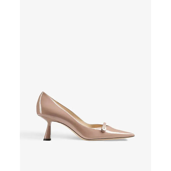 Jimmy Choo Rosalia 65 pearl-embellished patent-leather courts