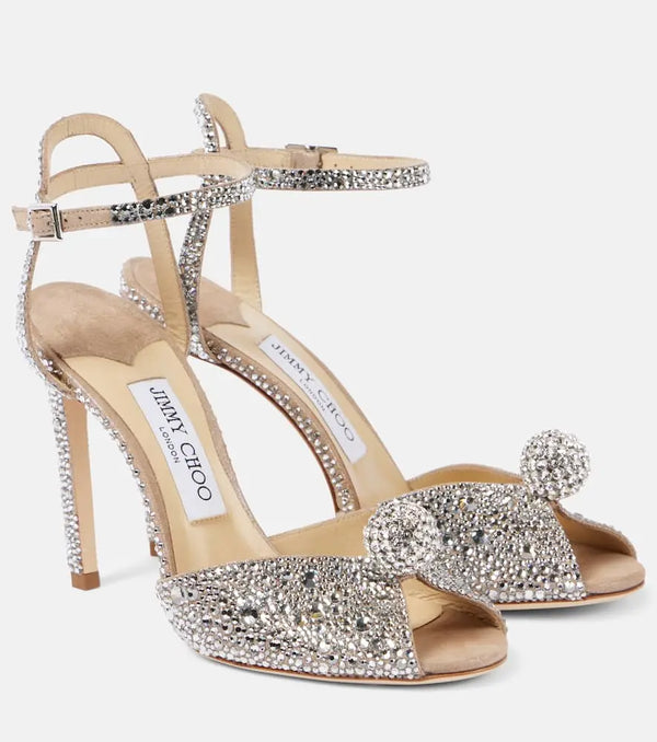 Jimmy Choo Sacora 100 crystal-embellished sandals | LYBSTORE