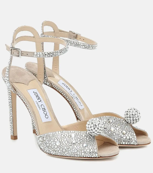 Jimmy Choo Sacora 100 embellished sandals | LYBSTORE