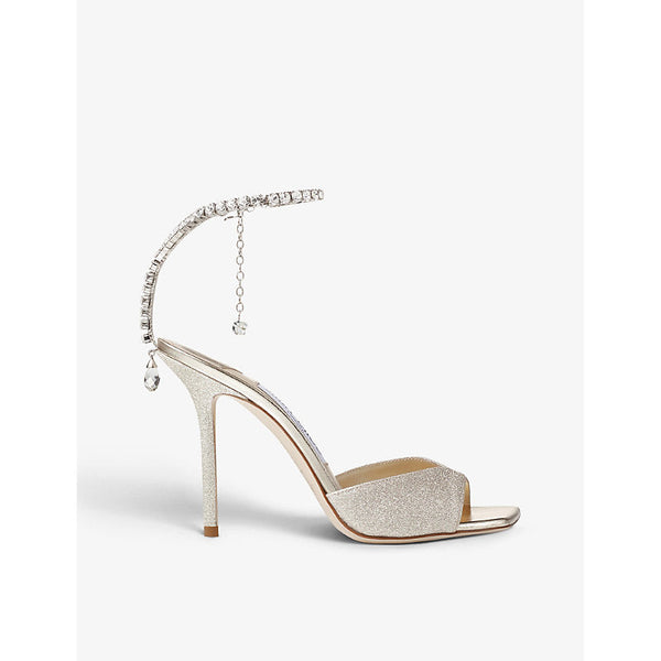 Womens Jimmy Choo Saeda crystal-embellished glitter-leather heeled courts