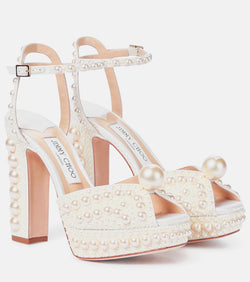 Jimmy Choo Saracria 120 embellished satin sandals