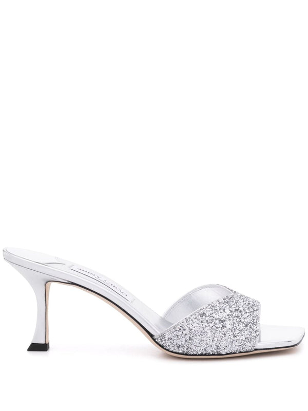 Jimmy Choo Skye Glittered Leather Sandals