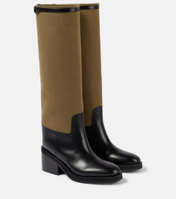 Jimmy Choo Yasmin leather and canvas knee-high boots